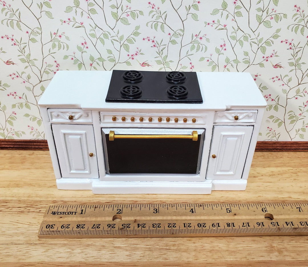 Dollhouse Stove Oven Cabinet White 1:12 Scale Miniature Kitchen Cupboard - Miniature Crush