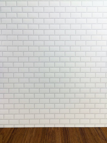 Dollhouse Subway Metro Wall Tile White Embossed Glossy Paper Use in 1:12 or 1/6 Scale - Miniature Crush