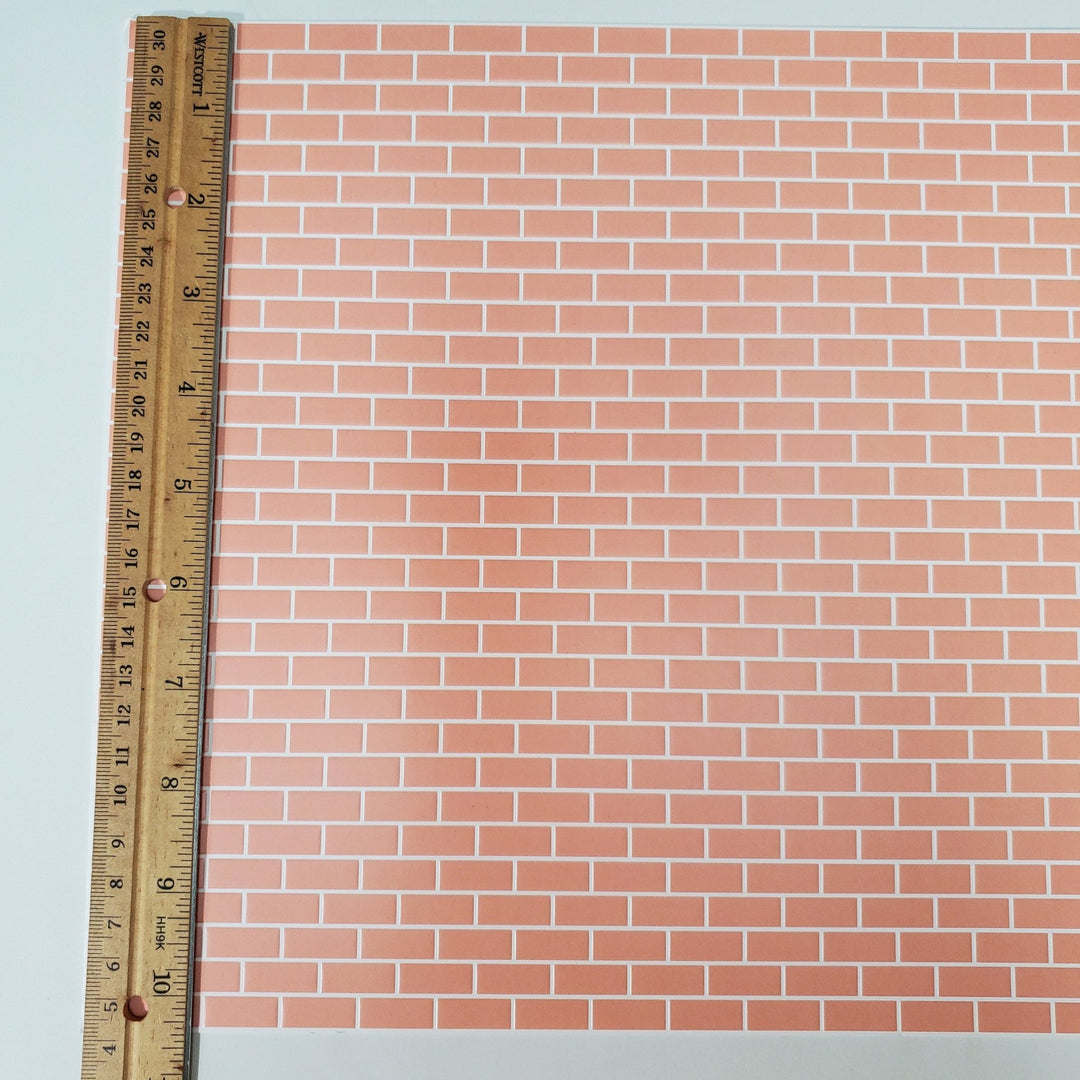 Dollhouse Subway Wall Tile Dark Pink Salmon Embossed 1:12 Scale World Model - Miniature Crush