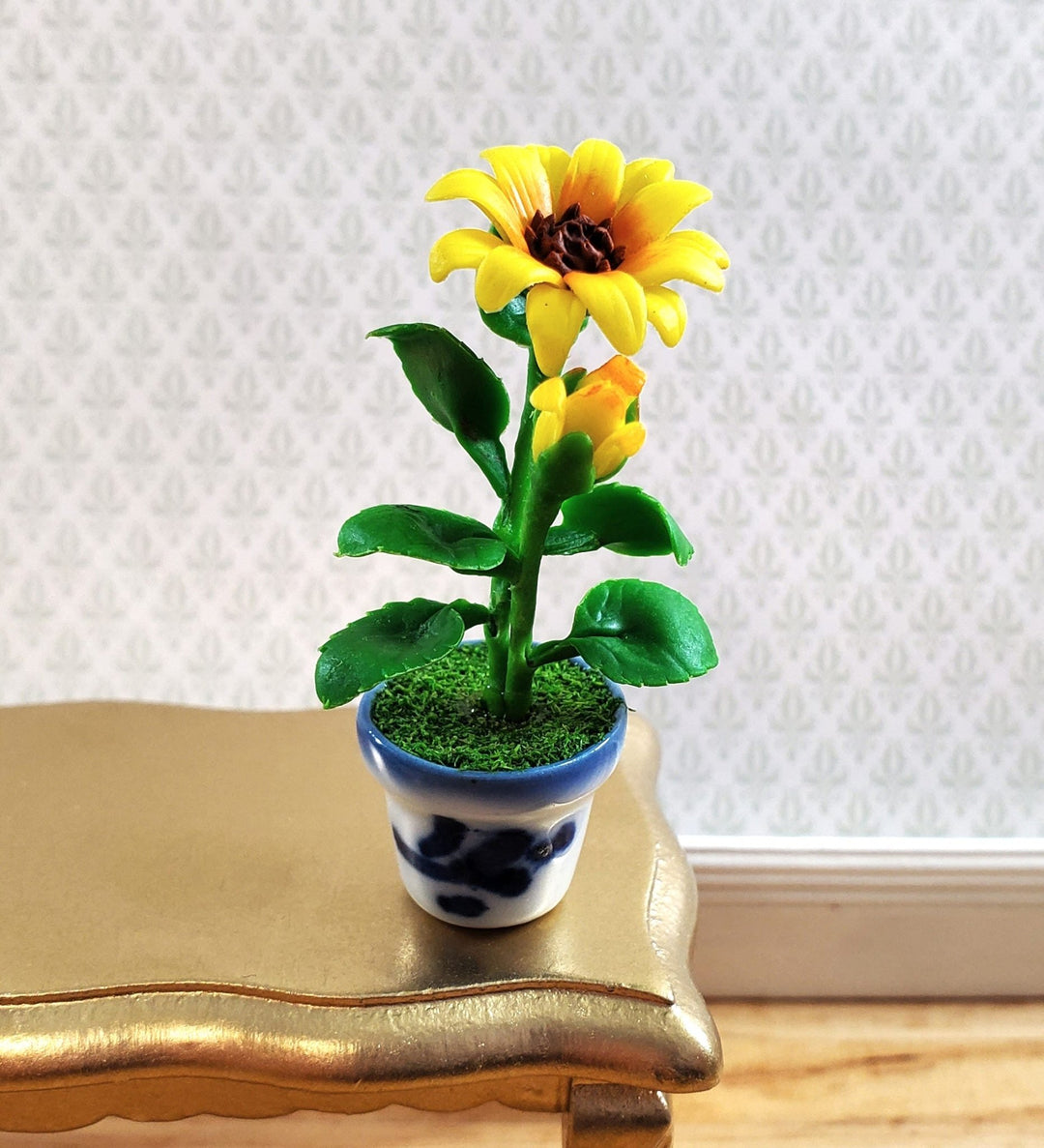 Miniature Flowers . Sunflower 1:12 Scale , Accessories for a Dollhouse.  Miniature Potted Plants. 