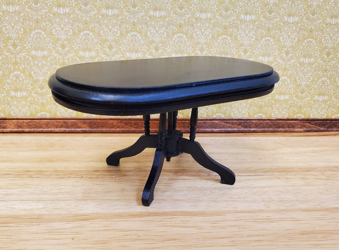 Dollhouse Table Oval Wood Black Finish 1:12 Scale Miniature Kitchen Dining Room - Miniature Crush