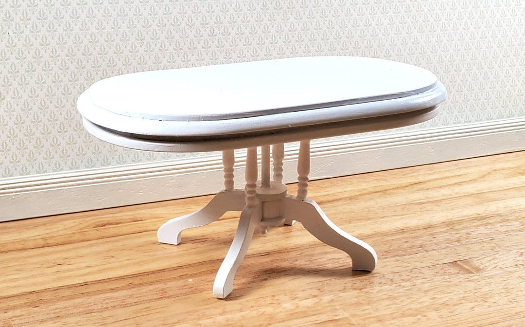 Dollhouse Table Oval Wood White Finish 1:12 Scale Miniature Kitchen Dining Room - Miniature Crush