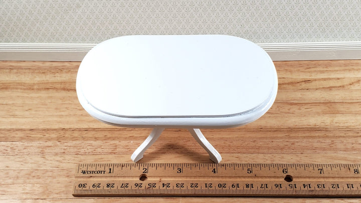 Dollhouse Table Oval Wood White Finish 1:12 Scale Miniature Kitchen Dining Room - Miniature Crush