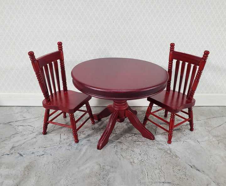 Dollhouse Table Round Pedestal Mahogany Finish 1:12 Scale Miniature Kitchen Dining Room - Miniature Crush