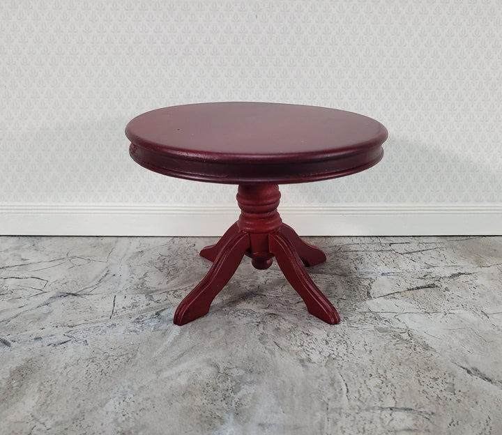 Dollhouse Table Round Pedestal Mahogany Finish 1:12 Scale Miniature Kitchen Dining Room - Miniature Crush