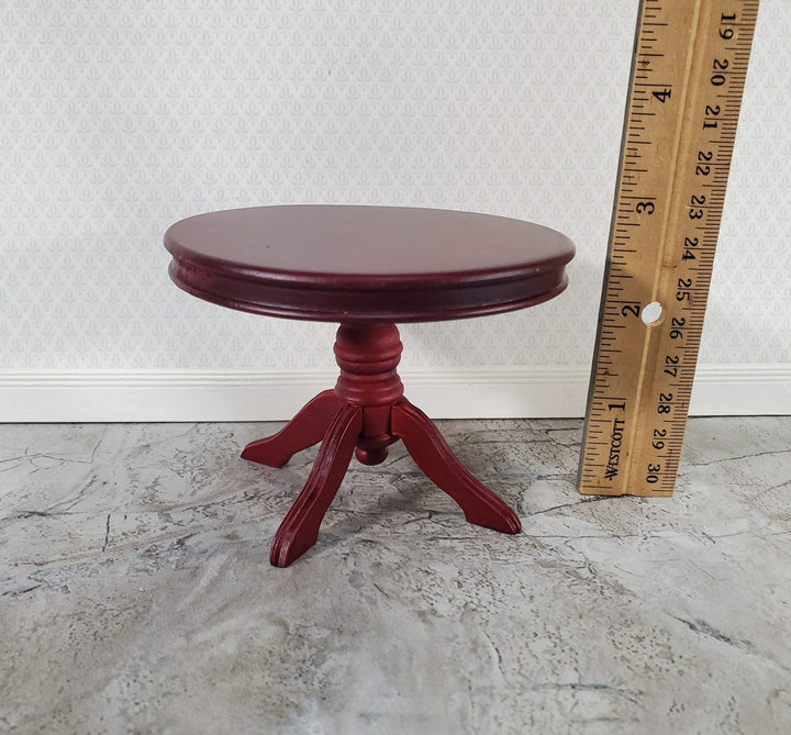 Dollhouse Table Round Pedestal Mahogany Finish 1:12 Scale Miniature Kitchen Dining Room - Miniature Crush