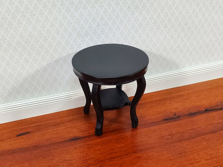 Dollhouse Table Small Round Side or End Table Black Lower Shelf 1:12 Scale Miniature Furniture - Miniature Crush