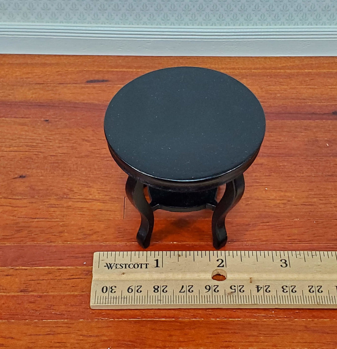 Dollhouse Table Small Round Side or End Table Black Lower Shelf 1:12 Scale Miniature Furniture - Miniature Crush