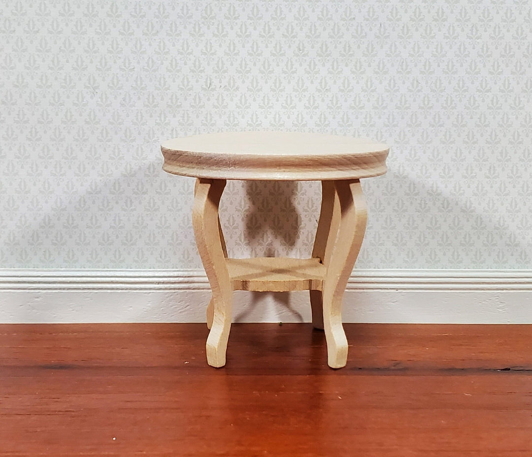 Dollhouse Table Small Round Side or End Table Unpainted Wood 1:12 Scale Miniature Furniture - Miniature Crush