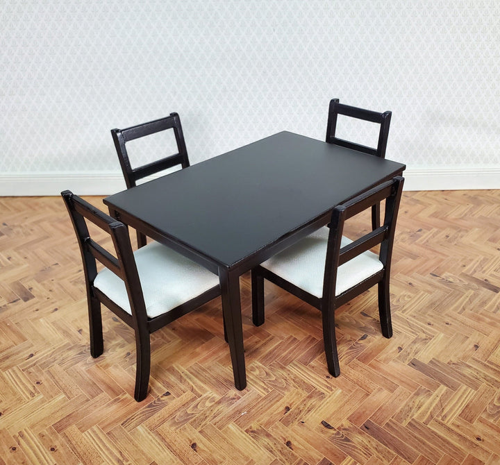 Dollhouse Table with 4 Chairs Black & White 1:12 Scale Dining Room Miniatures Furniture - Miniature Crush