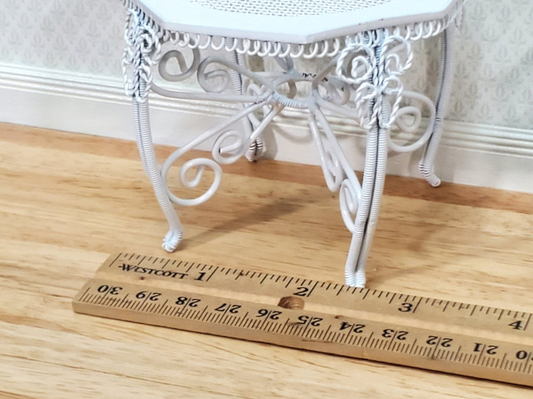 Dollhouse Table with 4 Chairs White Wire Metal 1:12 Scale Miniature or Fairy Garden - Miniature Crush