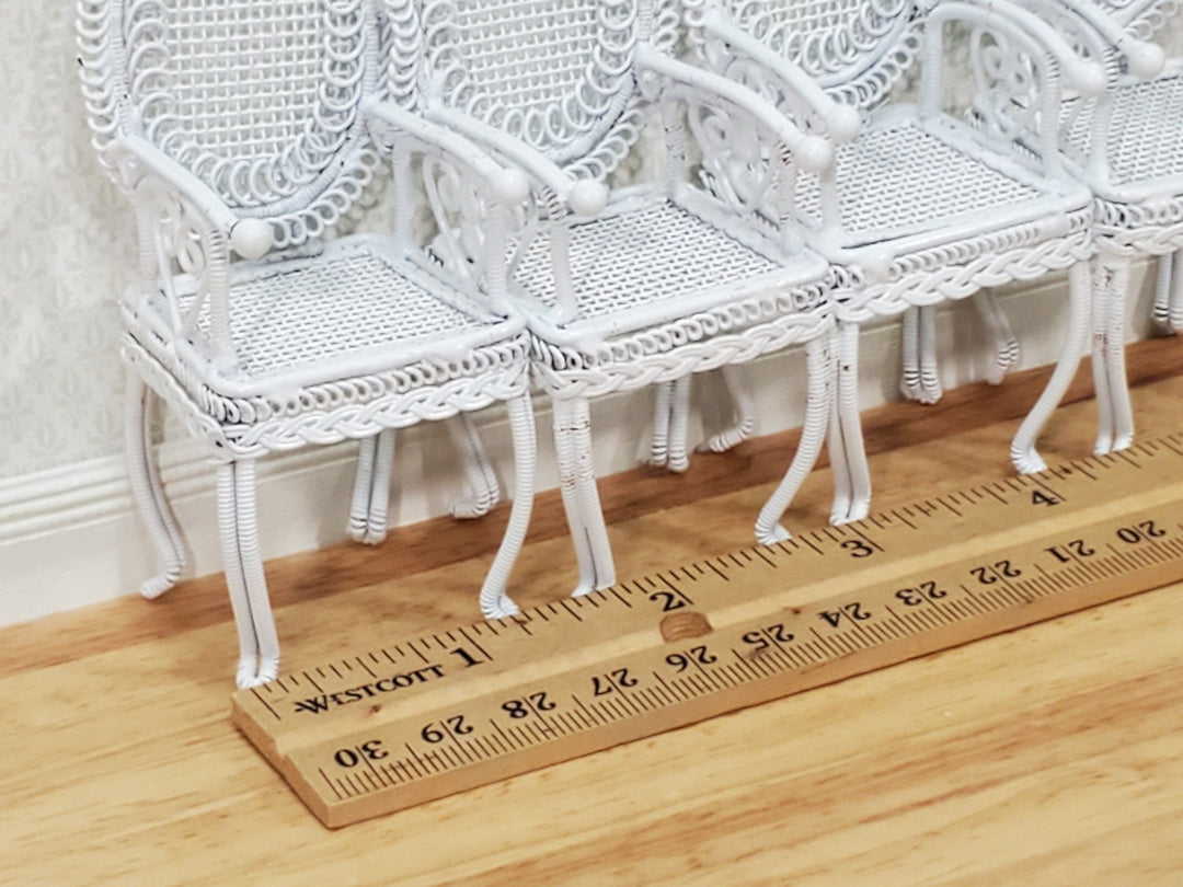 Dollhouse Table with 4 Chairs White Wire Metal 1:12 Scale Miniature or Fairy Garden - Miniature Crush