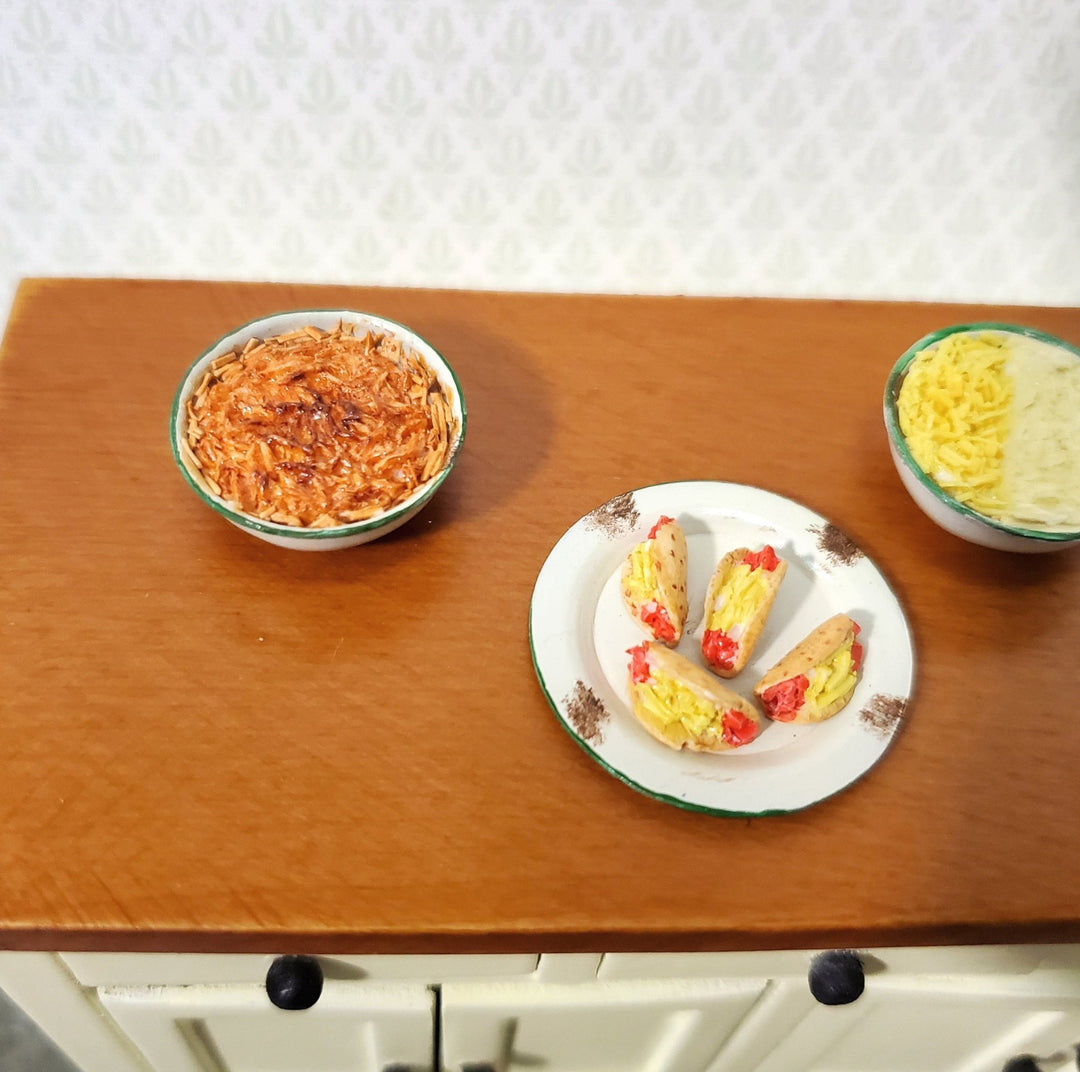 Dollhouse Taco Making Food Dishes Cheese Beans 1:12 Scale Food Miniature Kitchen Falcon - Miniature Crush