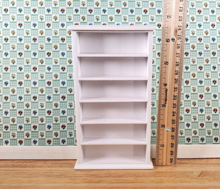 Dollhouse Tall Bookcase White Shelves Bookshelf 1:12 Scale Miniature Furniture - Miniature Crush