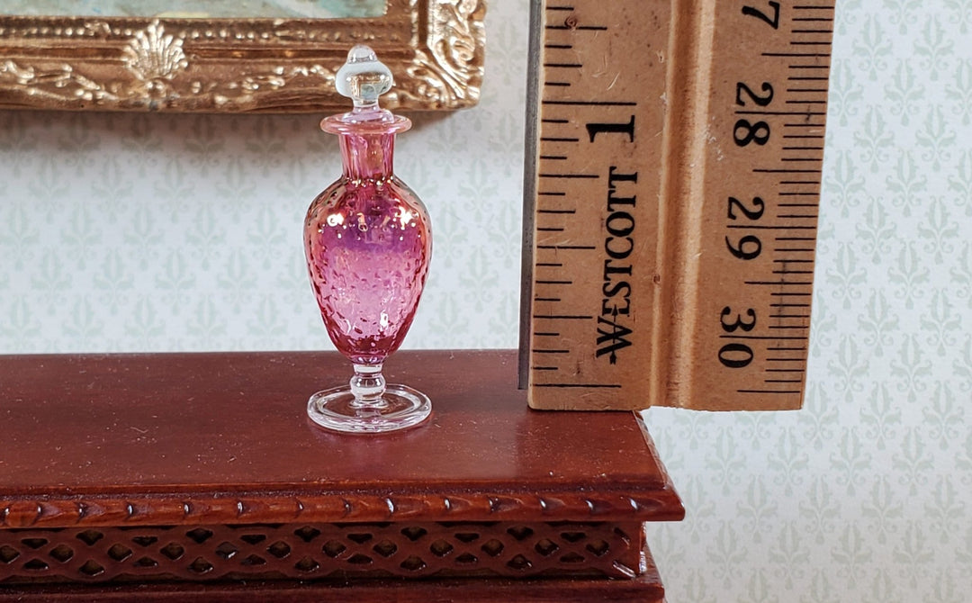Dollhouse Tall Decanter Cranberry Glass with Stopper 1:12 Scale Philip Grenyer - Miniature Crush