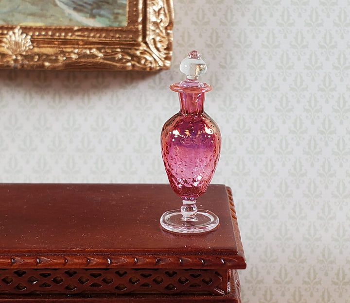 Dollhouse Tall Decanter Cranberry Glass with Stopper 1:12 Scale Philip Grenyer - Miniature Crush