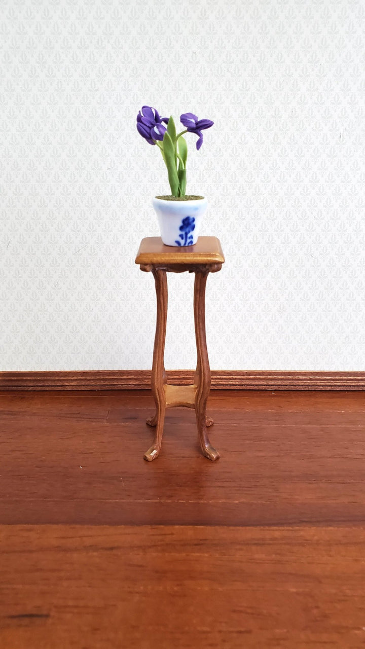 Dollhouse Tall Fern or Plant Stand Wood 1:12 Scale Miniature Walnut Finish - Miniature Crush