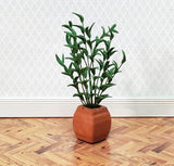 Dollhouse Tall Houseplant Floor Plant in Terra Cotta Pot Green Leafy Leaves 1:12 Scale Miniature - Miniature Crush