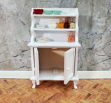 Dollhouse Tall Hutch Cabinet with Shelves Wood with a White Finish 1:12 Scale Miniature Furniture - Miniature Crush