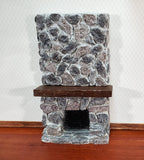 Dollhouse Tall Stone Fireplace Gray Fieldstone Ceiling Height 1:12 Scale Miniature - Miniature Crush