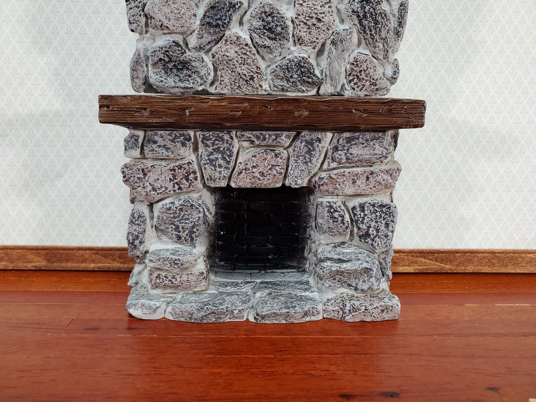 Dollhouse Tall Stone Fireplace Gray Fieldstone Ceiling Height 1:12 Scale Miniature - Miniature Crush