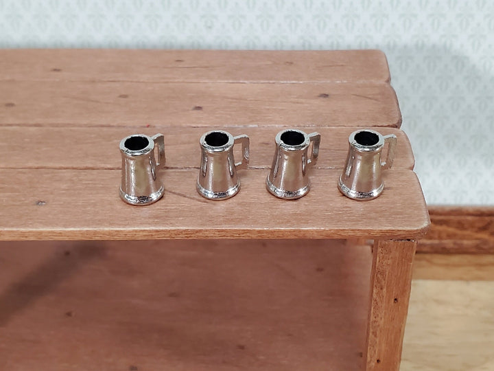 Dollhouse Tankard Mug Small Metal Set of 4 Miniature Kitchen Dishes Tudor - Miniature Crush