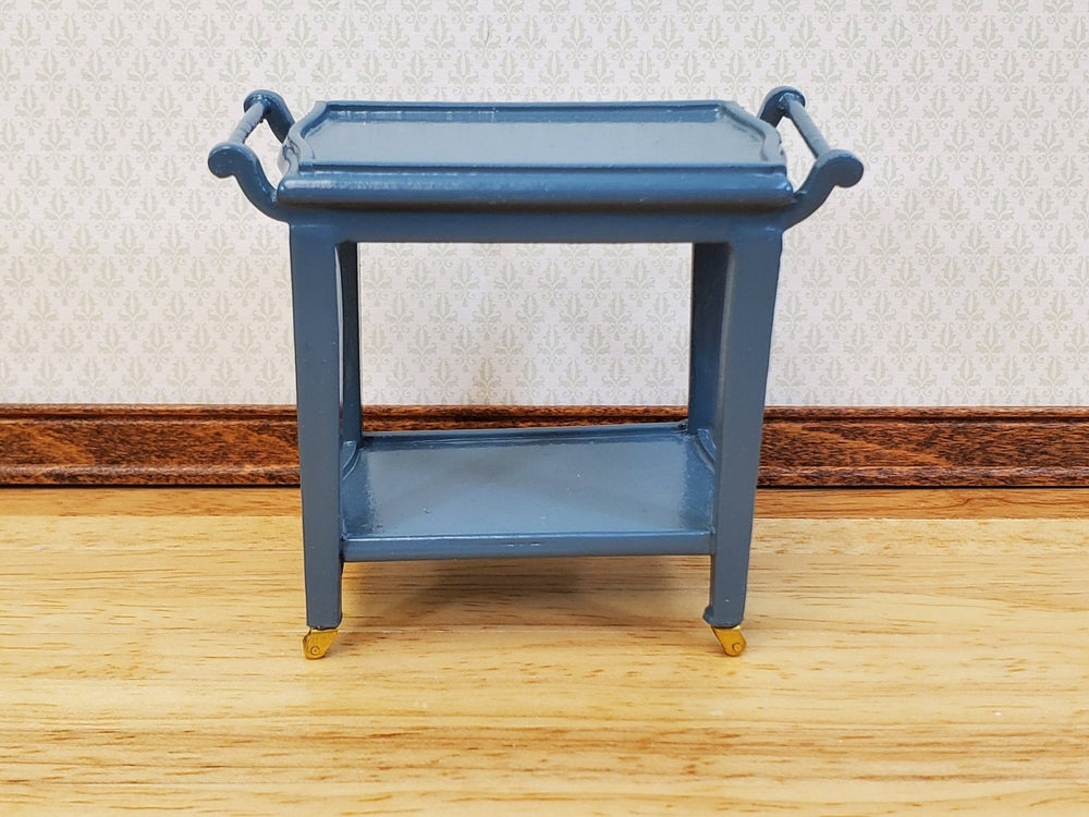Dollhouse Tea Cart Two Tiered Serving Trolley for Tea or Food BLUE 1:12 Scale Miniature Furniture - Miniature Crush