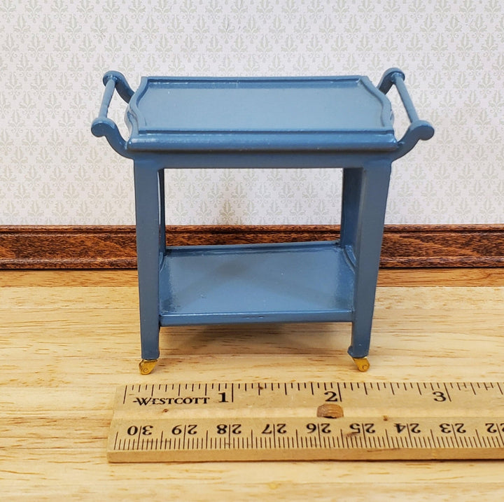 Dollhouse Tea Cart Two Tiered Serving Trolley for Tea or Food BLUE 1:12 Scale Miniature Furniture - Miniature Crush