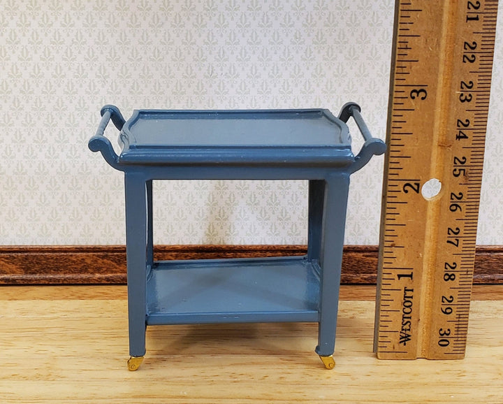 Dollhouse Tea Cart Two Tiered Serving Trolley for Tea or Food BLUE 1:12 Scale Miniature Furniture - Miniature Crush