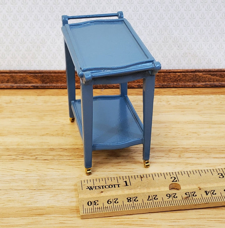 Dollhouse Tea Cart Two Tiered Serving Trolley for Tea or Food BLUE 1:12 Scale Miniature Furniture - Miniature Crush