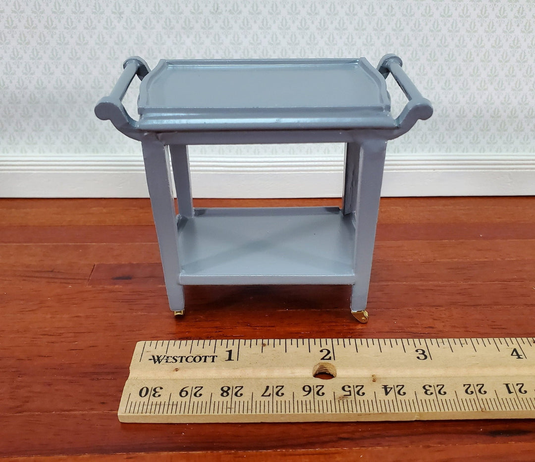 Dollhouse Tea Cart Two Tiered Serving Trolley for Tea or Food GRAY 1:12 Scale Miniature Furniture - Miniature Crush