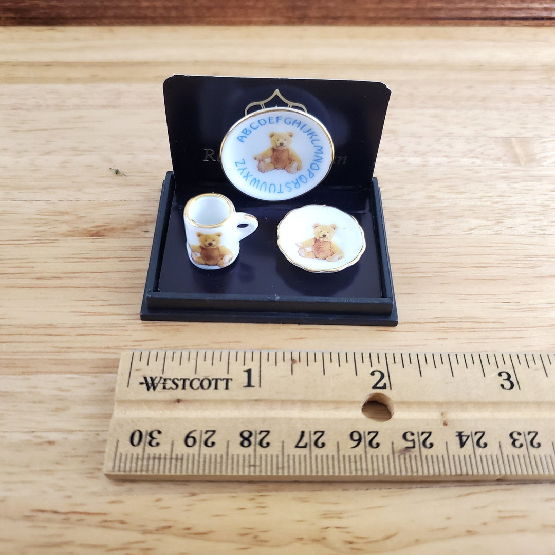 Dollhouse Teddy Bear ABC Nursery Dishes Reutter Porcelain 1:12 Scale Plate Bowl Cup - Miniature Crush