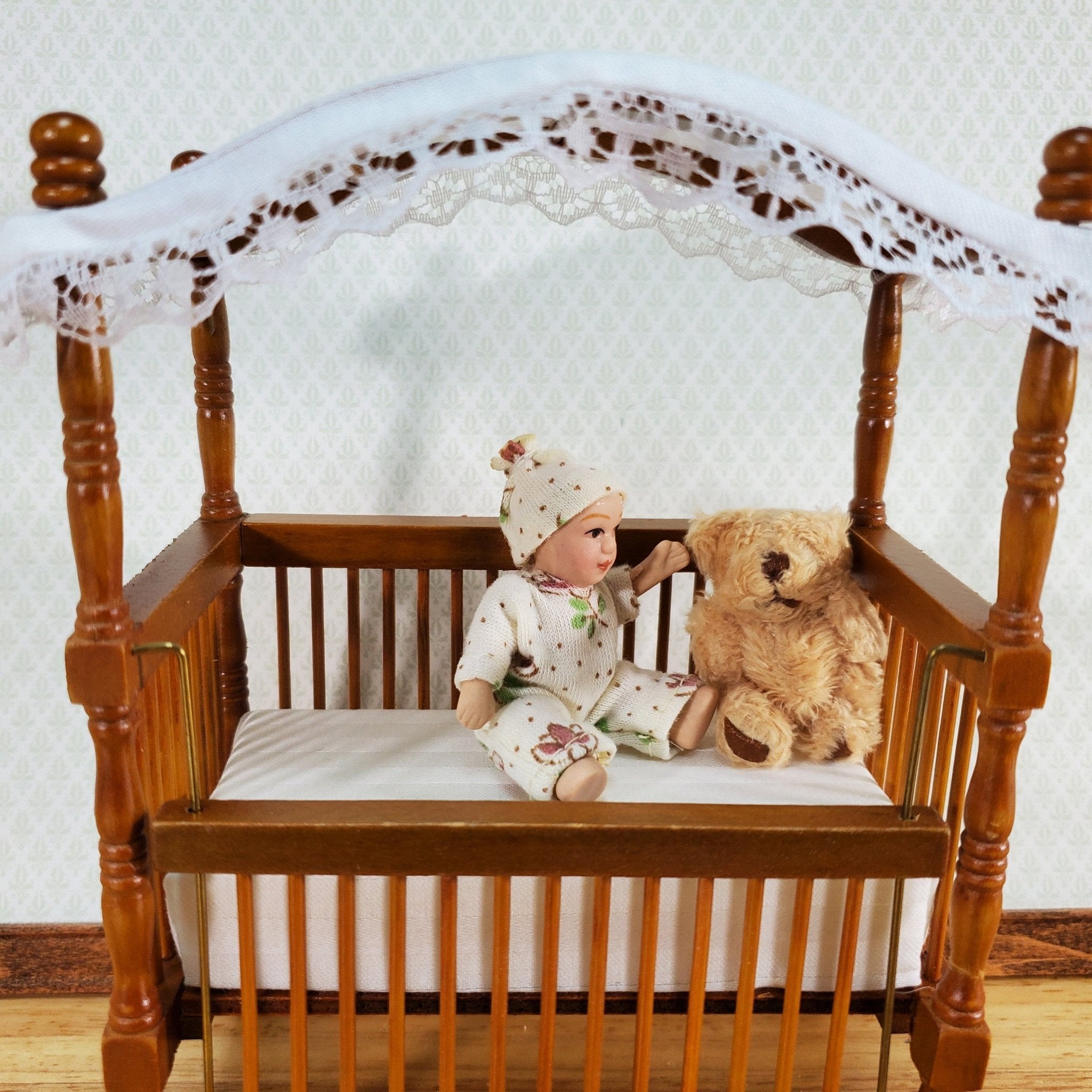 Dollhouse Bed Child, Miniature Bed Nursery, Miniature Cradle, Dollhouse Toys, Miniature Toys Nursery, Dollhouse Nursery, online Dollhouse Teddy