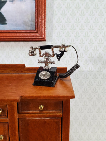 Dollhouse Telephone Vintage Style 1890s - 1920s 1:12 Scale Miniature Phone - Miniature Crush
