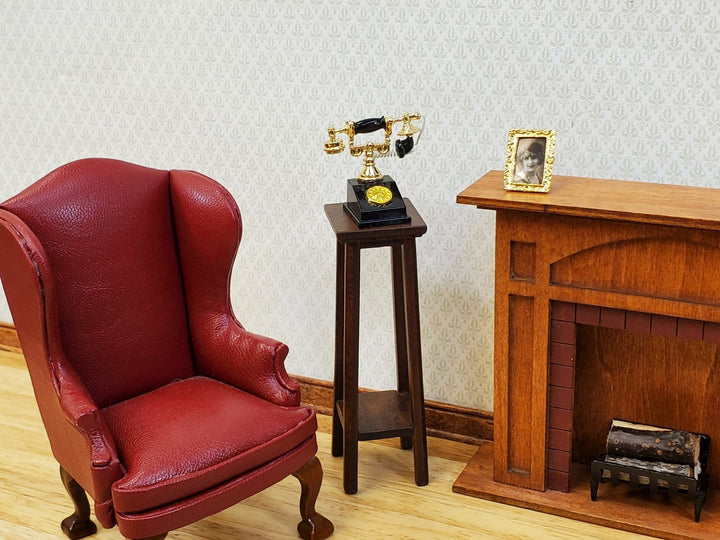 Dollhouse Telephone Vintage Style Black & Gold 1890s - 1920s 1:12 Scale Miniature Phone - Miniature Crush
