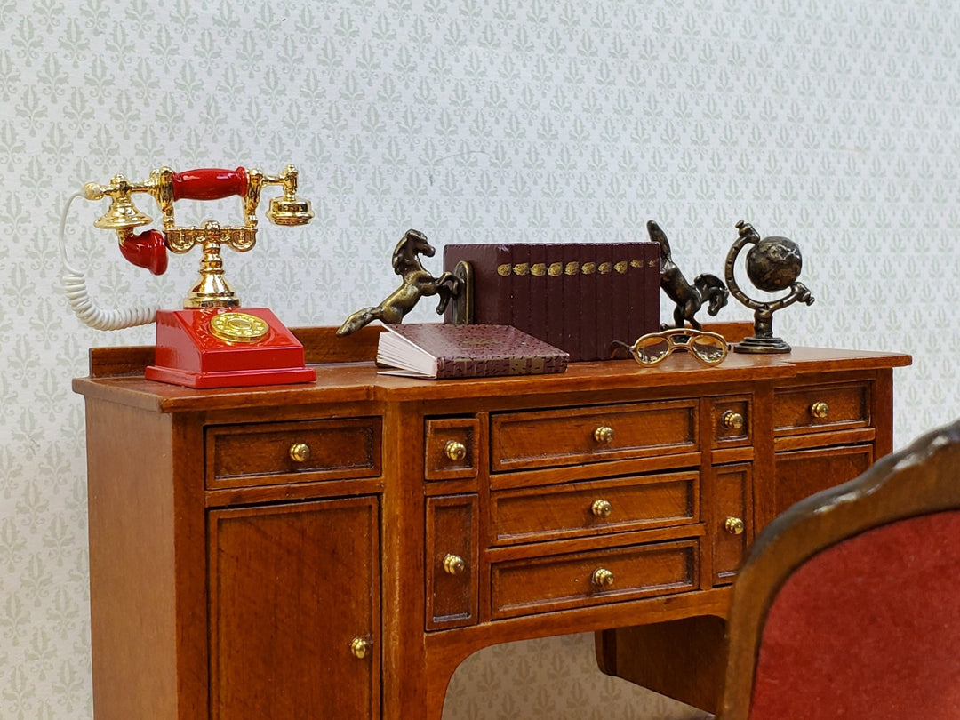 Dollhouse Telephone Vintage Style Red 1890s - 1920s 1:12 Scale Miniature Phone - Miniature Crush