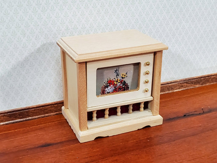 Dollhouse Television Console TV Set Retro 1970s Style 1:12 Scale Unpainted Furniture - Miniature Crush