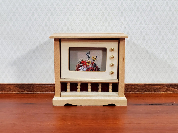 Dollhouse Television Console TV Set Retro 1970s Style 1:12 Scale Unpainted Furniture - Miniature Crush