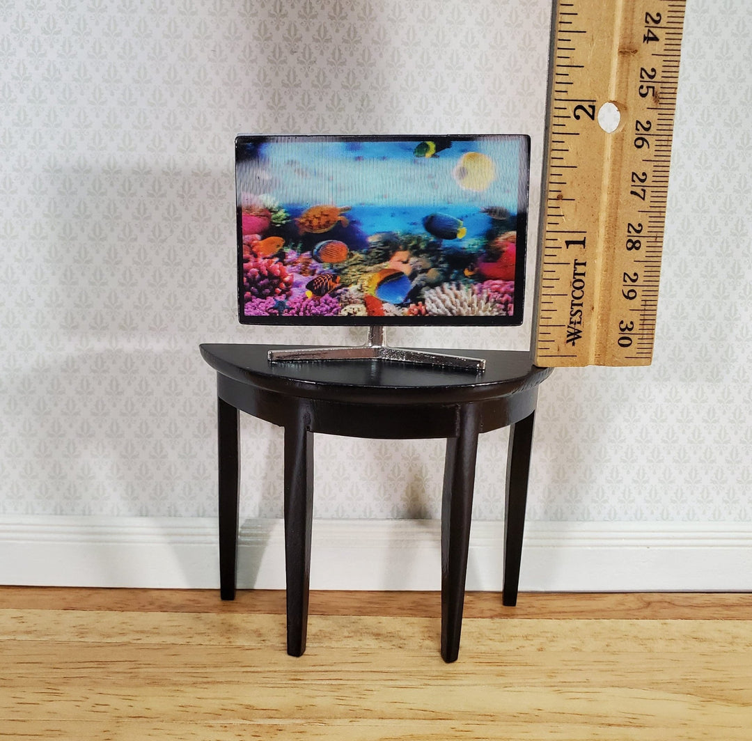 Dollhouse Television TV Set Modern Flat Screen Holographic Fish 1:12 Scale Miniature Accessory - Miniature Crush