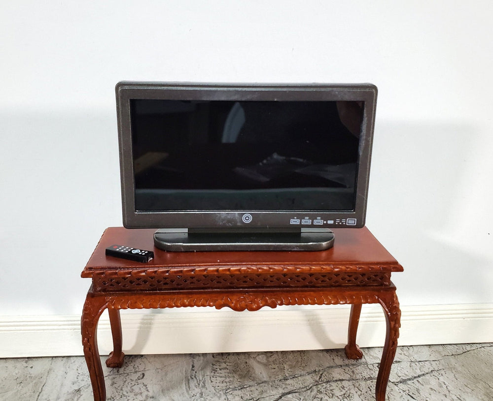 Dollhouse Television TV Set Modern Flat Screen with Remote 2" x 3 3/8" Miniature Accessory - Miniature Crush