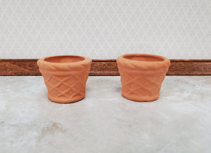 Dollhouse Terra Cotta Pots Planters Set of 2 Unglazed 1:12 Scale Miniatures for Plants or Garden - Miniature Crush