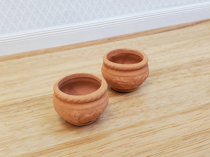 Dollhouse Terra Cotta Pots Planters Set of 2 Unglazed Round 1:12 Scale Miniature Garden - Miniature Crush