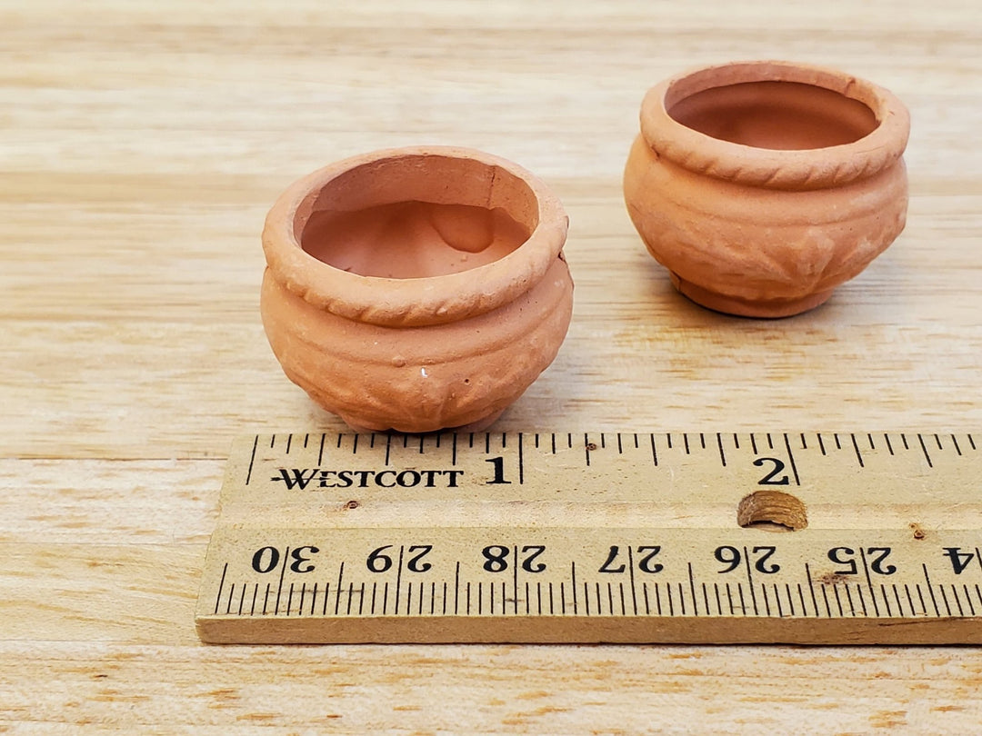 Dollhouse Terra Cotta Pots Planters Set of 2 Unglazed Round 1:12 Scale Miniature Garden - Miniature Crush