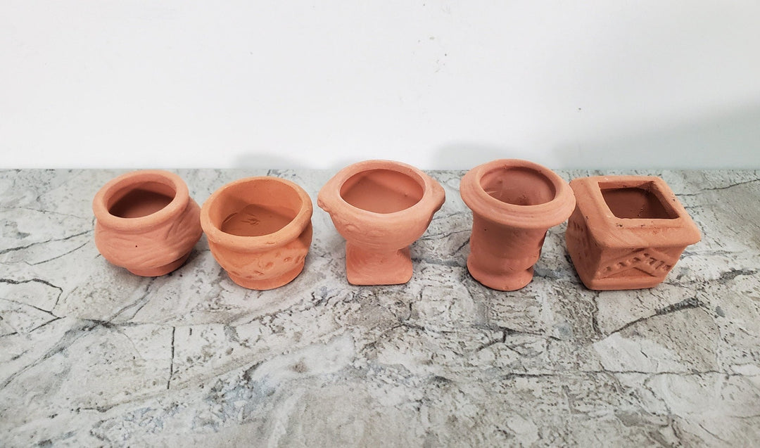 Dollhouse Terra Cotta Pots Planters Set of 5 Unglazed 1:12 Scale Miniatures for Plants or Garden - Miniature Crush