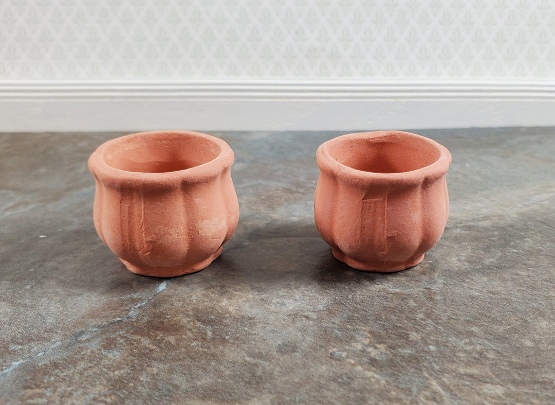 unglazed plant pots Dollhouse Terra Cotta Pots Urns Planters Set of 2 Unglazed Round 1:12 Scale