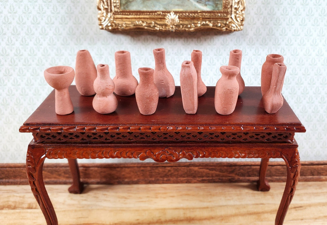 Dollhouse Terra Cotta Vases & Jars Set of 12 Small Unglazed 1:12 Scale Miniatures - Miniature Crush