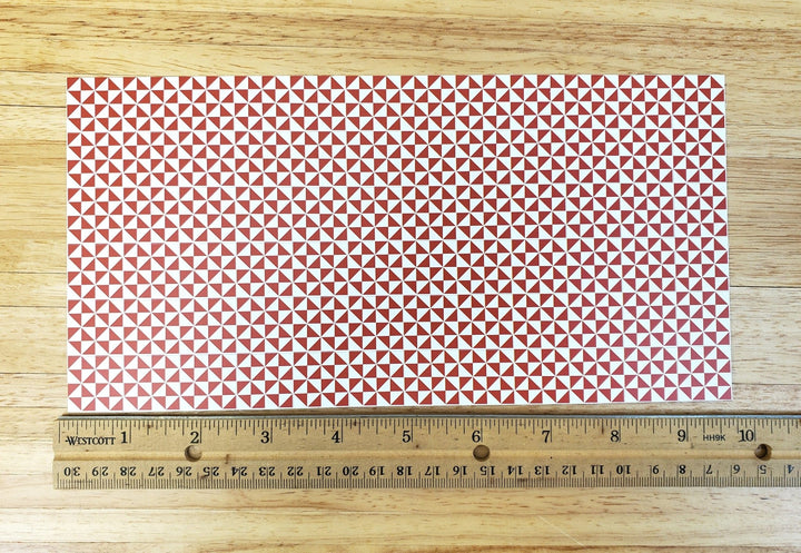 Dollhouse Tile Floor Sheet Red & White Geometric 1:12 Scale Miniature by World Model - Miniature Crush