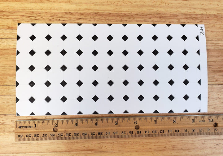 Dollhouse Tile Floor Sheet White with Black Diamonds 1:12 Scale Miniature by World Model - Miniature Crush