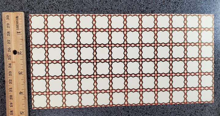 Dollhouse Tile Flooring Sheet Cream, Rust, Blue 1:12 Scale Vinyl Floor Pieces - Miniature Crush