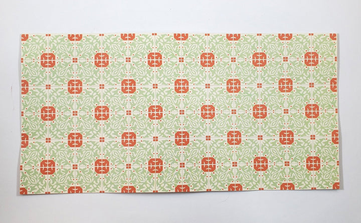 Dollhouse Tile Flooring Sheet Pale Green Orange 1:12 Scale Break Off Pieces - Miniature Crush